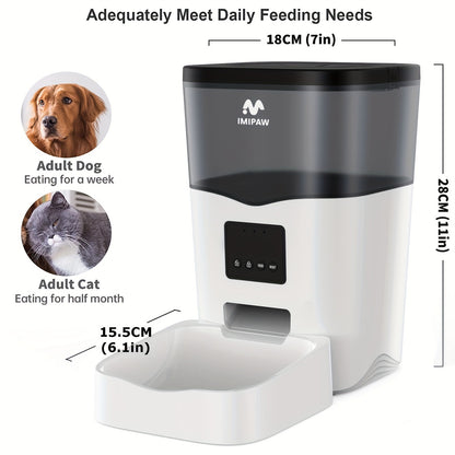 Smart WiFi Automatic Pet Feeder 101oz – App Control, Up to 10 Meals Per Day, HD Camera Option with 2.4G & 5G, Voice Assistant Compatible
