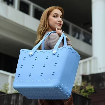 Beach Tote Bag for Women, Large Shoulder Handbag for Travel Vacation Fruits Flowers Drinks, M & L
