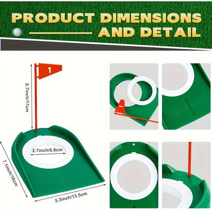 Golf Putting Cup Practice Holes 3 Pack with Numbered Flags Portable Durable All-Direction Surface Regulation Indoor Outdoor Putting Green
