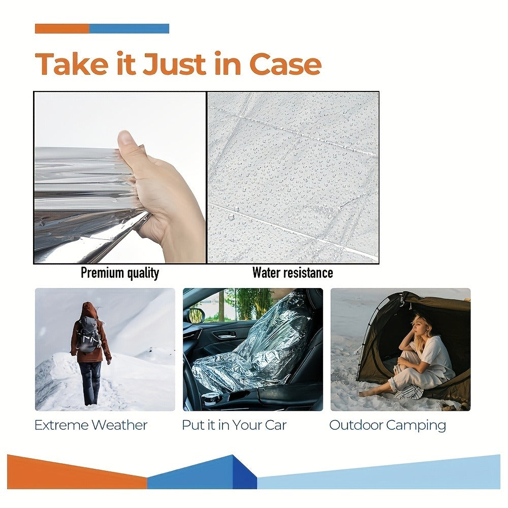 Emergency Mylar Thermal Blanket 52"x82" Reflective Foil Survival Blanket for Camping Hiking Outdoor First Aid Kit Weather Protection Ground