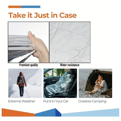 Emergency Mylar Thermal Blanket 52"x82" Reflective Foil Survival Blanket for Camping Hiking Outdoor First Aid Kit Weather Protection Ground