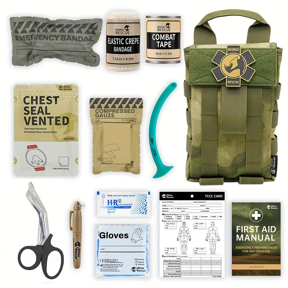 Tactical IFAK First Aid Kit with MOLLE Quick Release – Includes Tourniquet Bandage Chest Seal for Severe Bleeding Control