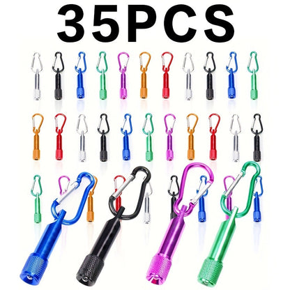 Flashlight 20-Piece Mini LED Keychain Set with Aluminum Bodies and Multicolor Carabiner Clips