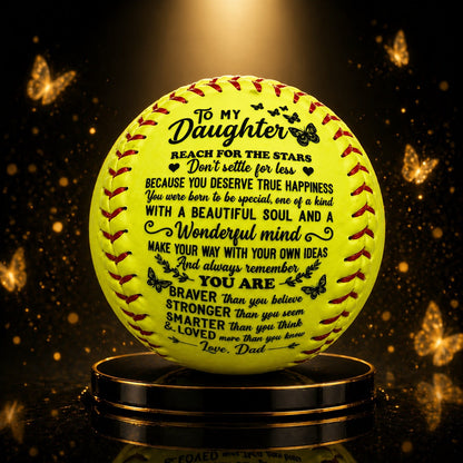 Personalized Softball Gift for Daughter – "To My Daughter" Inspirational Message Ball, International Standard Fastpitch Softball