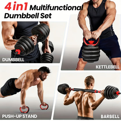 Adjustable Dumbbell and Barbell Weight Set with 20-, 30-, 70- or 90-Pound Pair Options and Kettlebell Handles