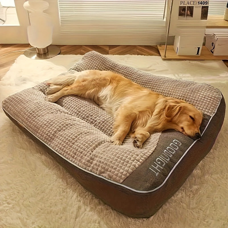 Thickened Dog Bed for Winter Warmth – Soft Polyester Fiber Fill, Collapse-Resistant, Machine Washable Cat & Dog Bed for Large Breeds