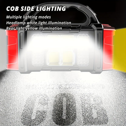 Flashlight Solar and USB-C Rechargeable 2-Pack with Four Front LEDs, Side COB Light and USB Output