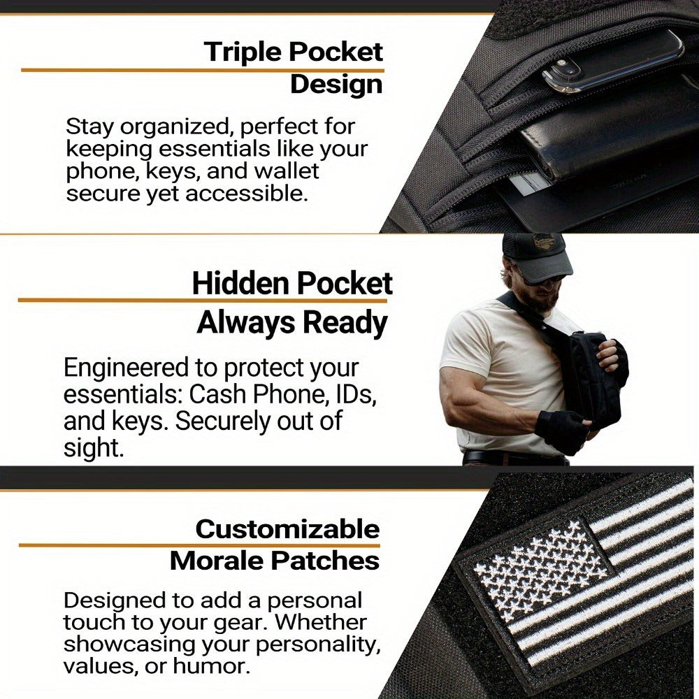 CCW Shoulder Bag Tactical Concealed Carry Bag for Men with Chest Holster Multiple Compartments EDC Sling Bag for Daily Use Shooting Range