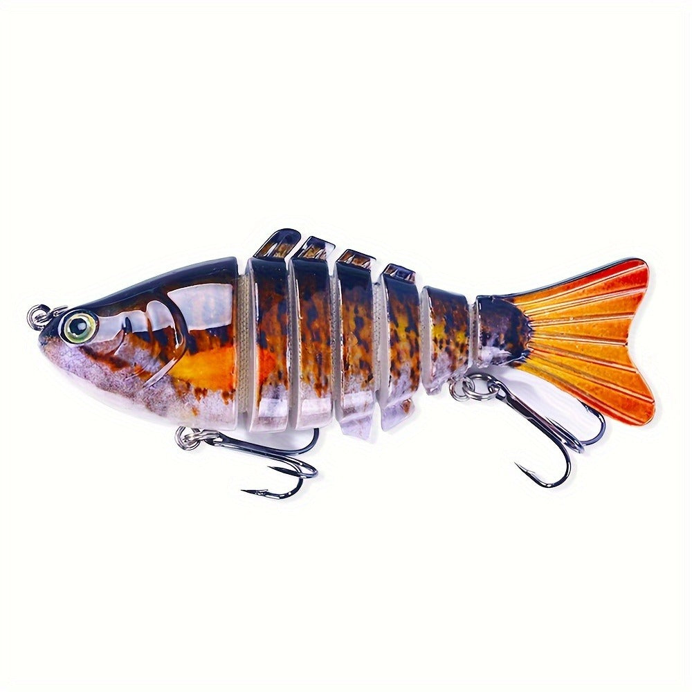 Fishing Lure Set 15-Piece Multi-Jointed Swimbaits with Segmented Bodies, Two Treble Hooks and Fifteen Fish Patterns