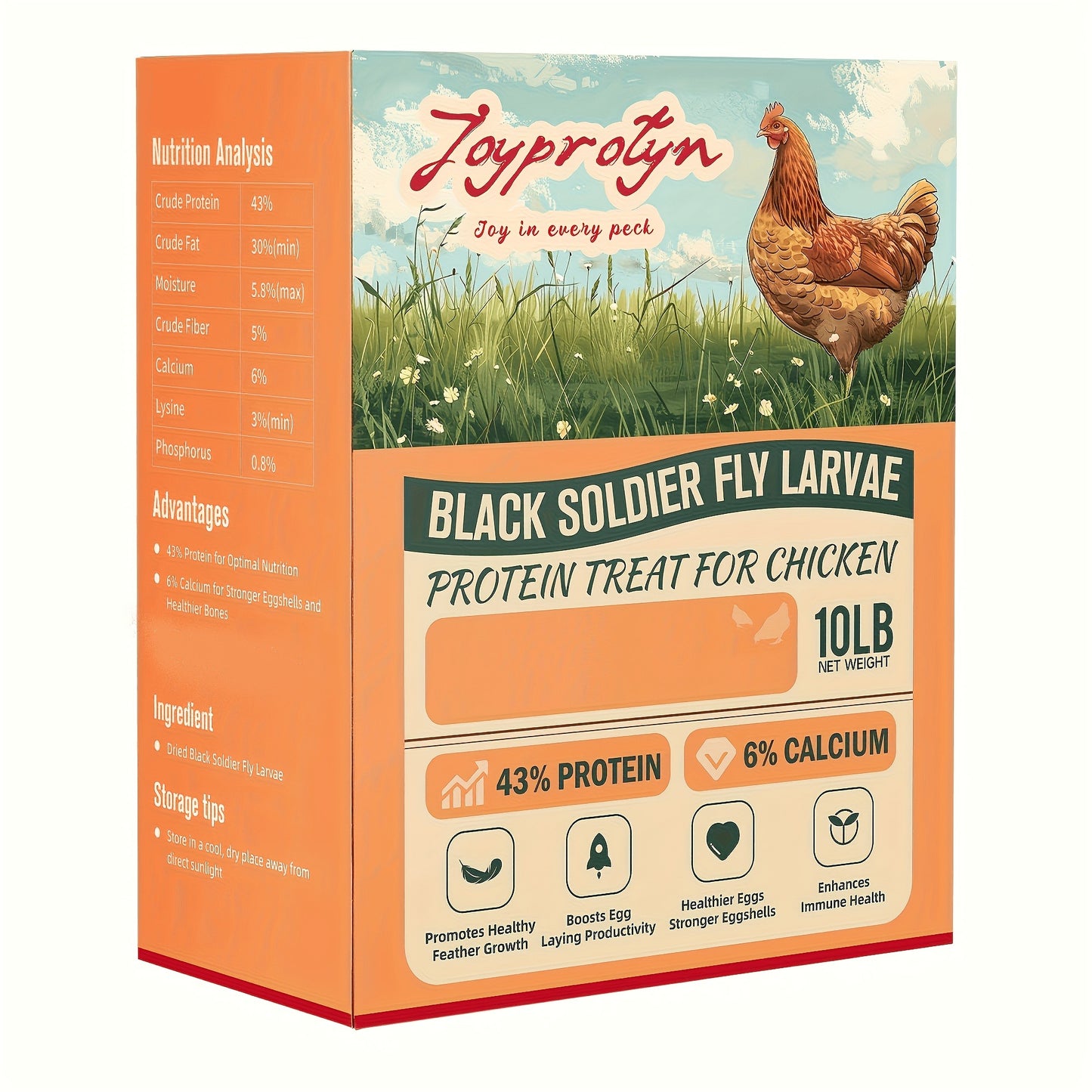 Dried Black Soldier Fly Larvae for Chickens – High Protein BSF Larvae Treats with Calcium for Laying Hens Ducks Quail Birds Reptiles Non-GMO