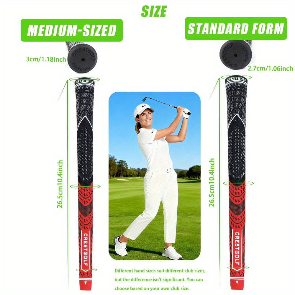 Midsize Golf Grips Set 13 Pack – All Weather Hybrid Rubber Golf Club Grips with Ecological Yarn Thread Technology, Multiple Colors