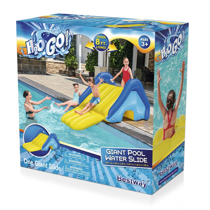 Inflatable Pool Water Slide Giant, 97x49x39 Inch Backyard Waterslide with Built-In Sprinkler, 4 Water Chambers for Stability