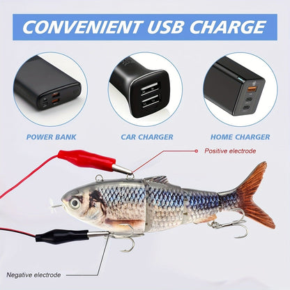 Electric Robotic Swimbait with USB Rechargeable LED Light – Multi-Jointed Wobbler Swimming Fishing Bait, Realistic Robot Fish Lure for Bass