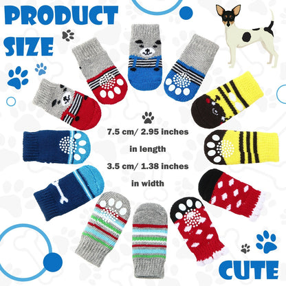 Non-Slip Dog Socks 24-Pack 6 Styles Paw Protector with Traction Control – Anti-Slip Pet Puppy Socks for Hot Pavement