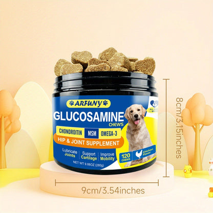 Chicken-Flavor Dog Supplement Soft Chews with Glucosamine, Chondroitin, MSM and Vitamins, 120 Count