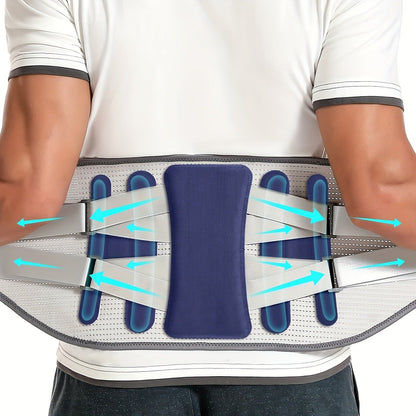 Lumbar Support Belt for Men & Women – Adjustable Lower Back Brace with Aluminum Alloy Reinforcement, Breathable Hook-and-Loop Waist Support