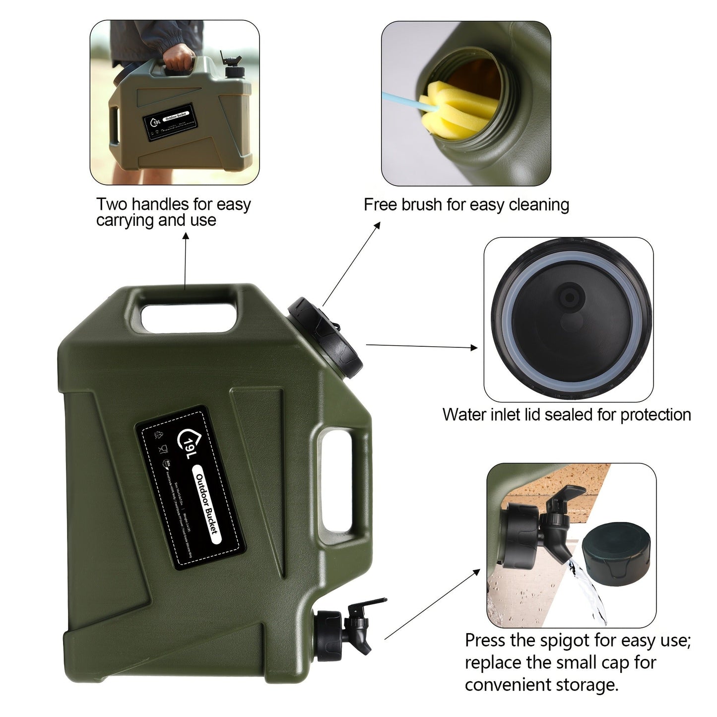 Water Storage Container with Spigot 2 Handles BPA Free PVC Collapsible Water Jug for Camping Outdoor RV Hiking Emergency Survival Portable