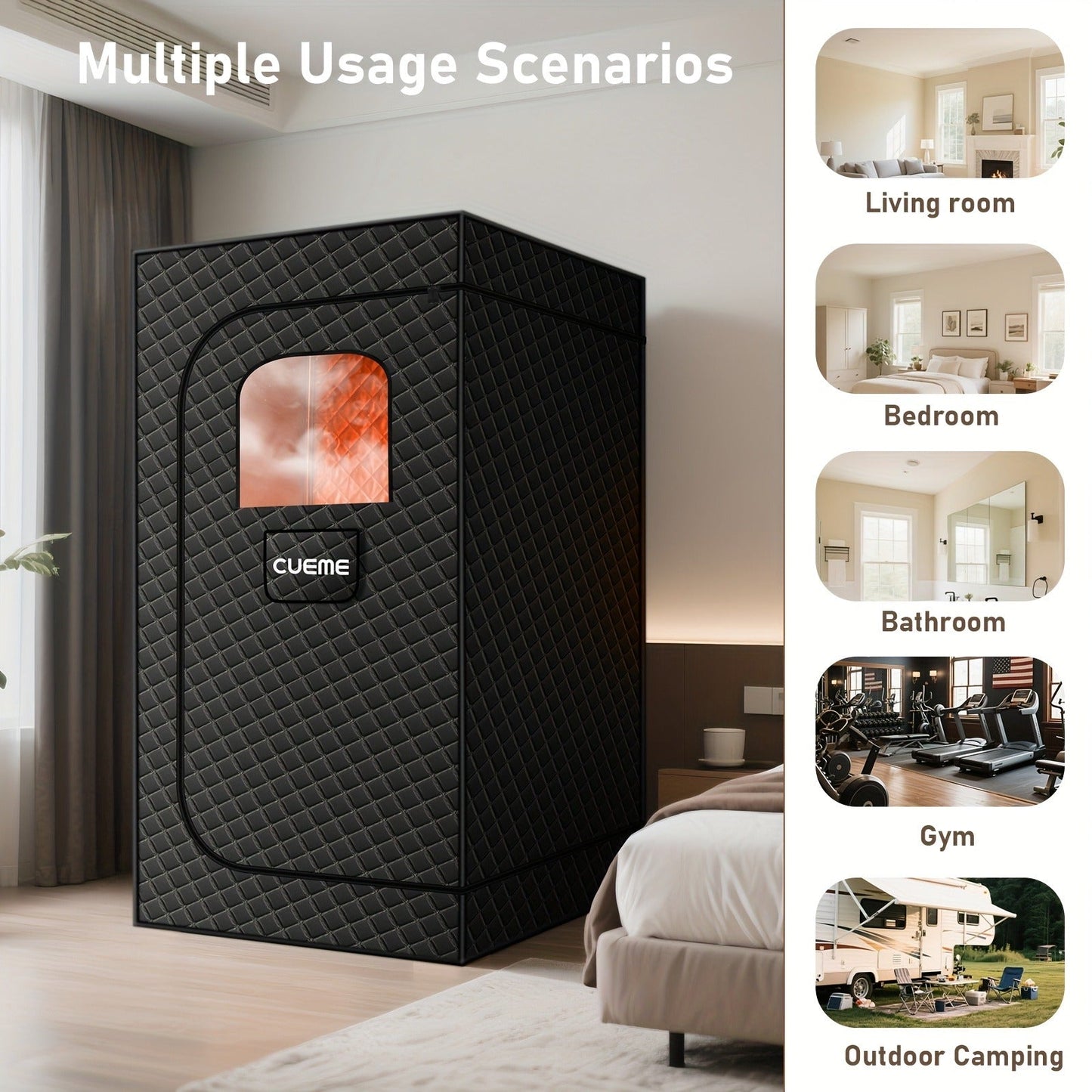 Portable Steam Sauna Box 1200W Full Body Sauna Tent with Folding Chair, 101oz Steam Generator
