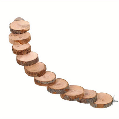 Parrot Ladder Toy Natural Wood Multi-Level Climbing Stand with Solid Wood Platform – Bird Exercise Perch for Parakeets