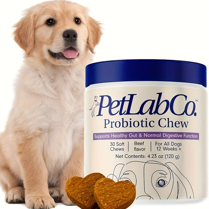 Dog Probiotic Chewable Supplement, 30-Count 4.23-Ounce Container with One- or Three-Piece Packs