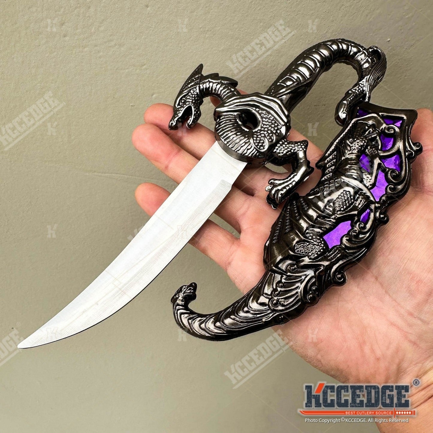 Medieval Fantasy Fixed Blade Knife with Scabbard – 9" Dragon Cosplay Collectible Dagger, 440 Stainless Steel