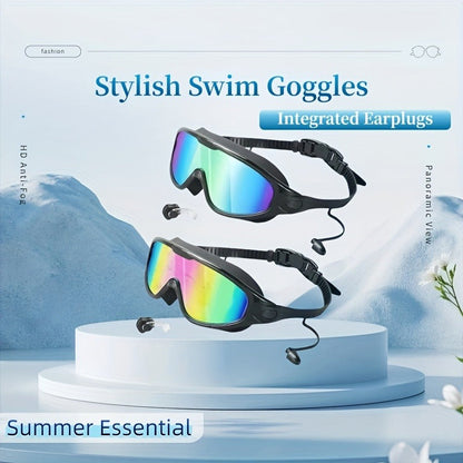 Mirrored Swimming Goggles with Nose Clip, Earplugs and Case in Gold, Pink or Two-Pair Gold-and-Pink Options