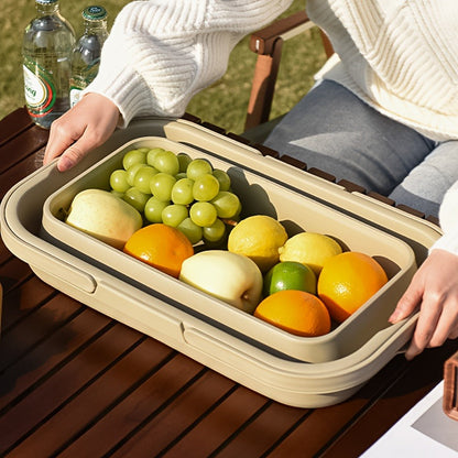 Picnic Basket Foldable with Detachable Table – Large Capacity Portable Camping Storage Basket with Handle