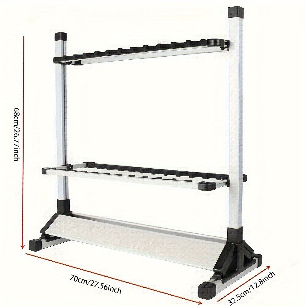 Aluminum Fishing Rod Holder Rack Holds Up to 24 Rods, Portable Lightweight Rust-Resistant Rod Stand with Cushioned Holders & Carrying