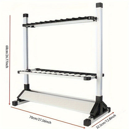 Aluminum Fishing Rod Holder Rack Holds Up to 24 Rods, Portable Lightweight Rust-Resistant Rod Stand with Cushioned Holders & Carrying