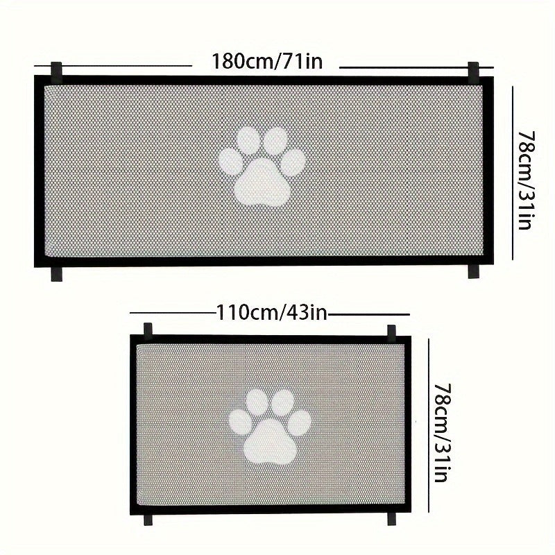 Pet Gate Folding Mesh Dog Safety Fence Isolation Net – Portable Collapsible Pet Barrier for Doorways Stairs Cars