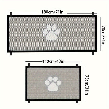 Pet Gate Folding Mesh Dog Safety Fence Isolation Net – Portable Collapsible Pet Barrier for Doorways Stairs Cars