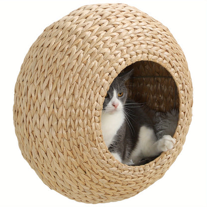 Cat Wall Furniture Wall Mounted Cat Condo – Natural Wood Cat Wall Shelf with Washable Cushion, Space-Saving Indoor Cat Perch for Cats