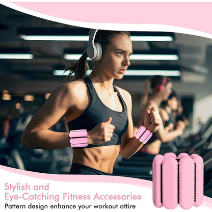 Silicone Wrist & Ankle Weights Bracelet 1LB Pair for Women Men – Adjustable Weighted Cuffs for Yoga, Running