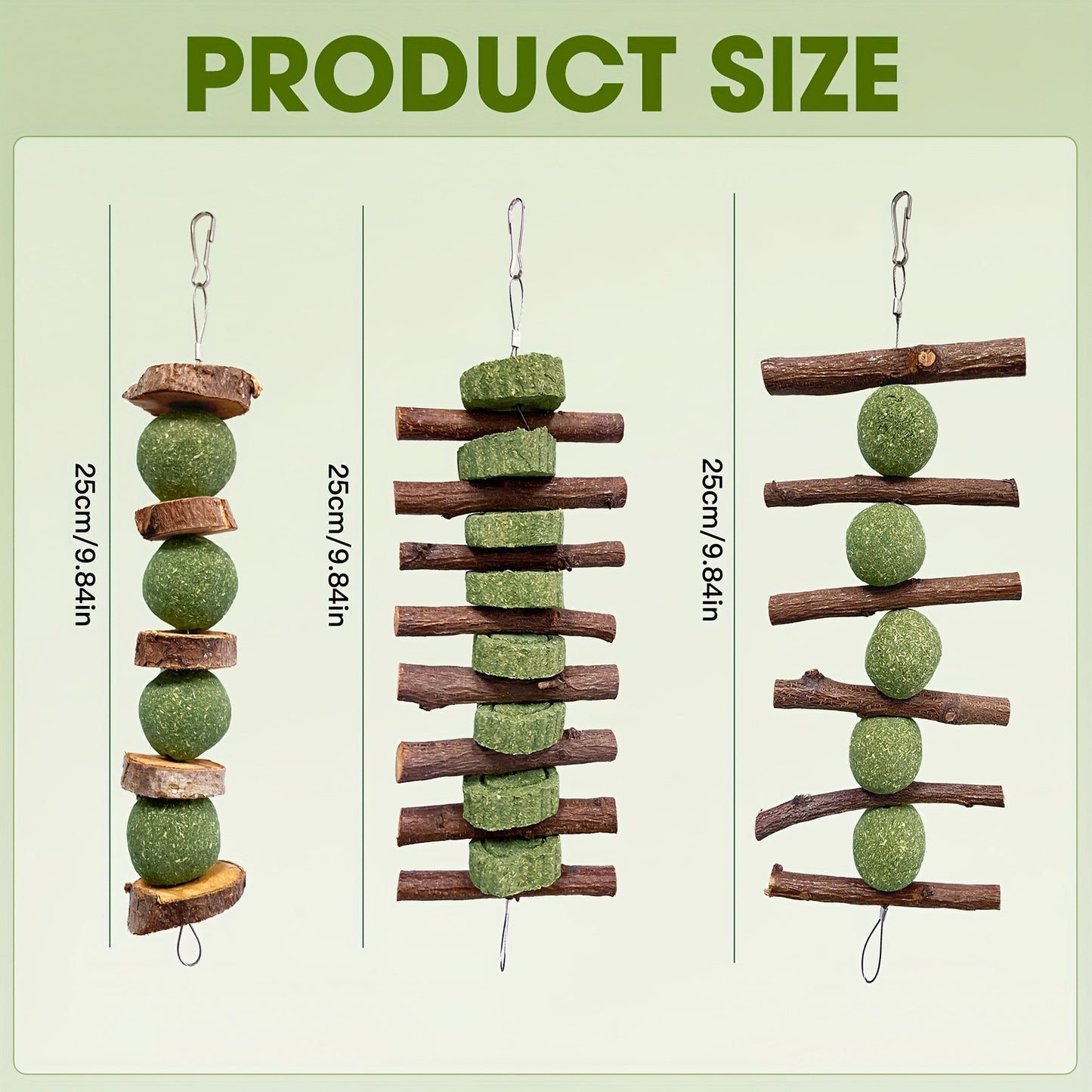 Grass Cake Chew Toys 3pcs – Natural Woven Hay Cake Teeth Grinding Strings for Hamsters, Rabbits & Small Pets