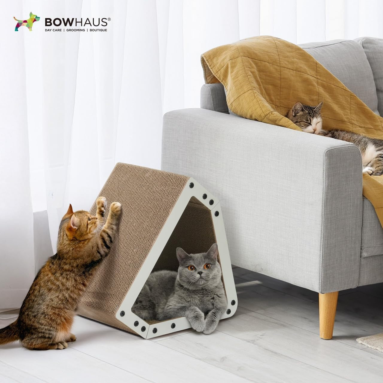 House Cat Scratcher Lounger Reversible Large Scratching Pad & Board for Indoor Cats – 5-Layer High-Density Cardboard 16x14x12 Inch Scratch