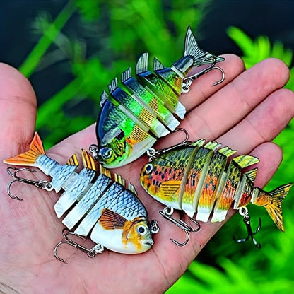 Fishing Lure Set 3pcs Realistic 6-Section Swimbait – Multi-Jointed Hard Bait for Bass, Trout, Pike & Freshwater Fish | Lifelike Swimming
