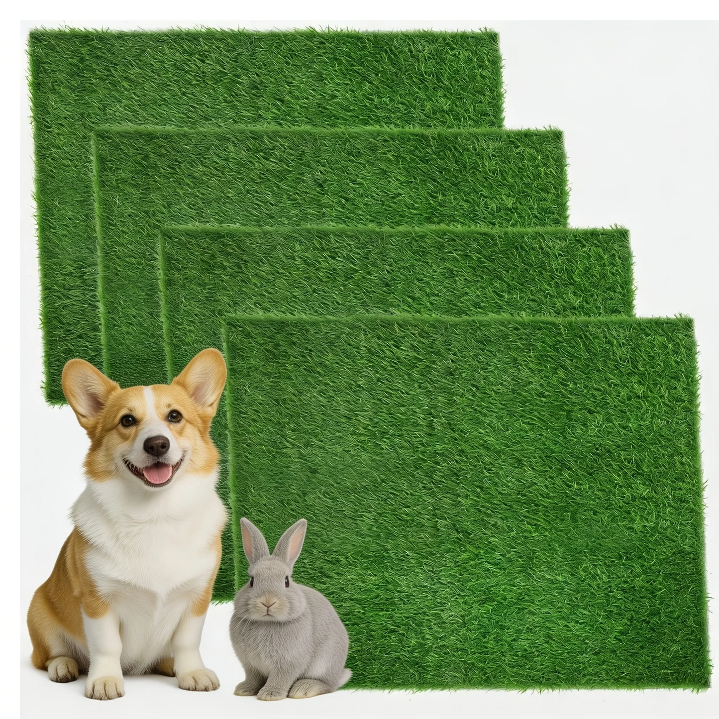 Dog Potty Training Grass Mat – 2 Pack Washable Artificial Turf Pad with Odor Control & Drainage, Reusable Indoor Outdoor Pet Pee Mat