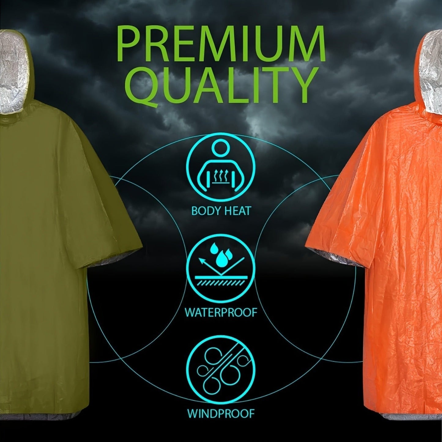Emergency Rain Poncho 4 Pack & 14 Pack – Retains 90% Body Heat, Reusable Waterproof Raincoat for Men Women Adults