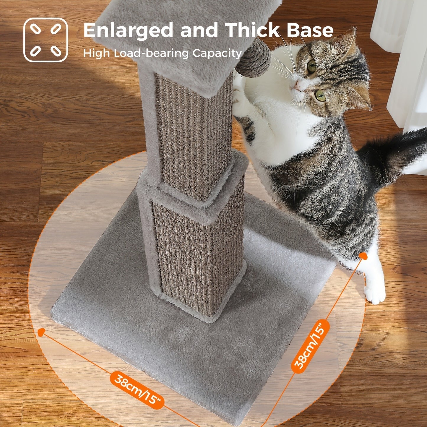 Cat Scratching Post Multi-Tier Sisal Tower for Indoor Cats – 18.9" & 32" Cat Tree with Hanging Ball Toy, Natural Sisal Rope, Sturdy Base