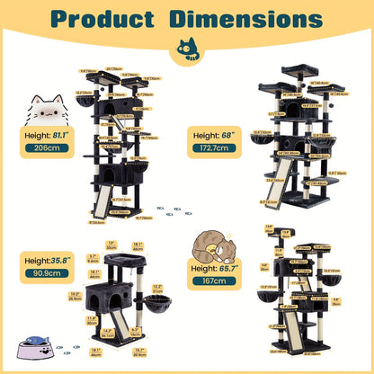 Cat Tree Tower Multi-Level for Indoor Cats – Cat Furniture with Sisal Scratching Posts, Plush Perches, Hammock, Basket & Corner Condo Cave