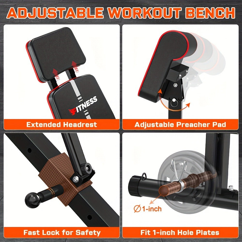 14-in-1 Adjustable Weight Bench Foldable – 770lb Capacity, Multi-Function Full Body Strength Training, Space-Saving Design