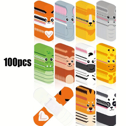200-Piece Animal Print Adhesive Bandage Pack with 10 Colorful Designs for Family First Aid Kits