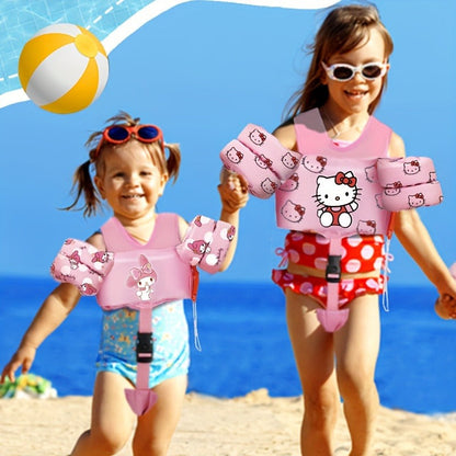 Toddler Swim Float Vest with Adjustable Straps – Sanrio Hello Kitty Pattern Kids Floating Jacket for Beginners Ages 1-9