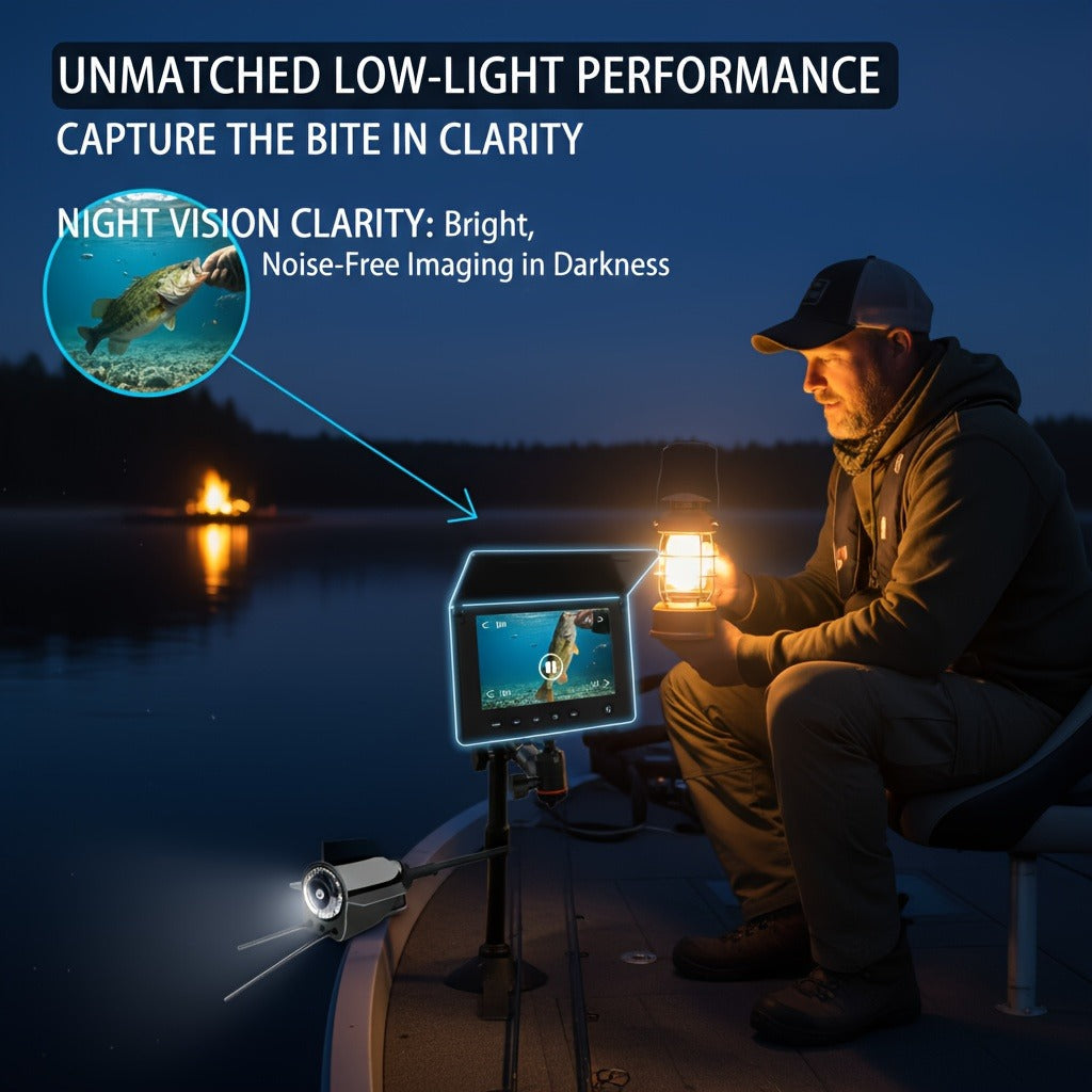 Underwater Fishing Camera with 4.3" HD Screen – Fish Finder with 140° Wide Angle Lens, Fish-Attracting Light