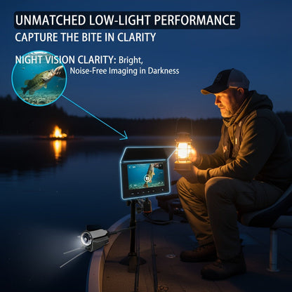 Underwater Fishing Camera with 4.3" HD Screen – Fish Finder with 140° Wide Angle Lens, Fish-Attracting Light