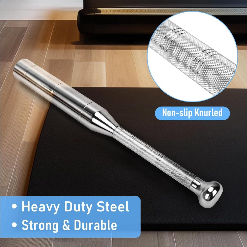 Fitness Equipment Adjustable Silver Steel Club with 6.5 to 17.5 lb Threaded Weight Configurations