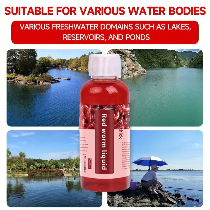 Liquid Fish Bait Red Worm Attractant – Powerful Fishing Bait Enhancer for Trout, Carp, Bass, Cod | 100ml Concentrated Fish Attractant Scent