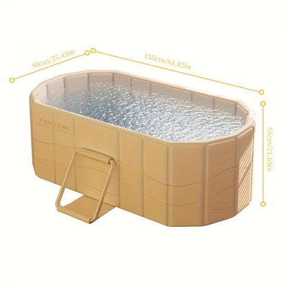 Foldable Portable Hot Tub & Ice Bath Soaking Tub, Large Freestanding Bathtub, Dual Drainage, Home & Outdoor Cold Plunge Tub