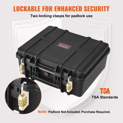 Hard Pistol Case IP67 Waterproof – TSA Approved Lockable Handgun Case with XPE Pre-Cut Foam Lining, Pressure Release Valve & Dual Padlock