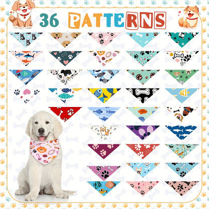 Dog Bandanas Bulk 72-Pack Triangle Scarf Bibs for Dogs – Adjustable Pet Costume Accessories for Small Medium Large Dogs, Cats & Puppies
